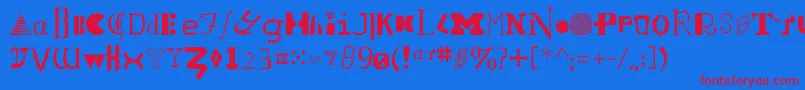 フォントLocustRegular – 赤い文字の青い背景