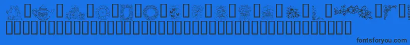 Czcionka KrCountryFlowers – czarne czcionki na niebieskim tle