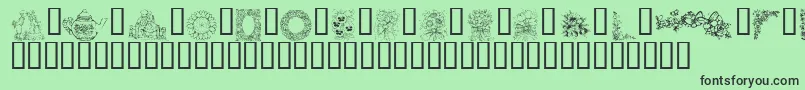 KrCountryFlowers Font – Black Fonts on Green Background