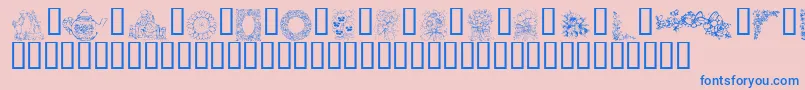 フォントKrCountryFlowers – ピンクの背景に青い文字