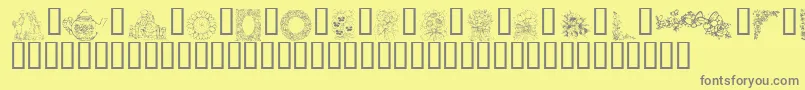 KrCountryFlowers Font – Gray Fonts on Yellow Background