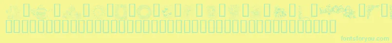 KrCountryFlowers Font – Green Fonts on Yellow Background