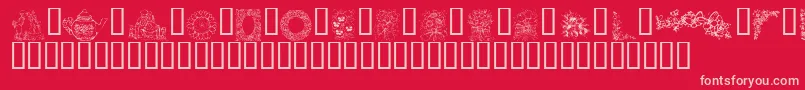 Czcionka KrCountryFlowers – różowe czcionki na czerwonym tle