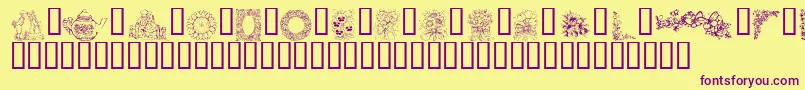 Fonte KrCountryFlowers – fontes roxas em um fundo amarelo