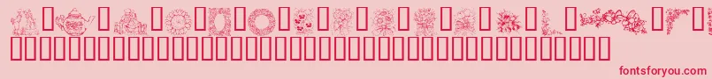 Police KrCountryFlowers – polices rouges sur fond rose