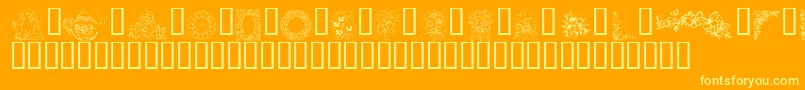 KrCountryFlowers-Schriftart – Gelbe Schriften auf orangefarbenem Hintergrund