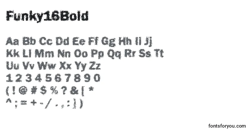 Schriftart Funky16Bold – Alphabet, Zahlen, spezielle Symbole