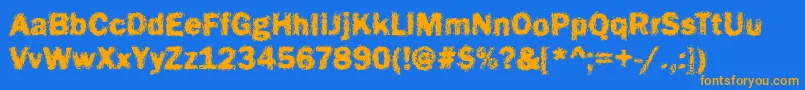 Funky16Bold-Schriftart – Orangefarbene Schriften auf blauem Hintergrund