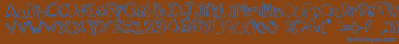 Topsy Font – Blue Fonts on Brown Background