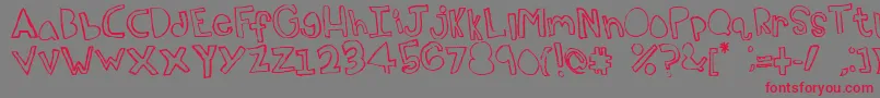 Topsy-Schriftart – Rote Schriften auf grauem Hintergrund