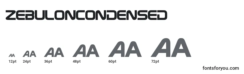 Размеры шрифта ZebulonCondensed