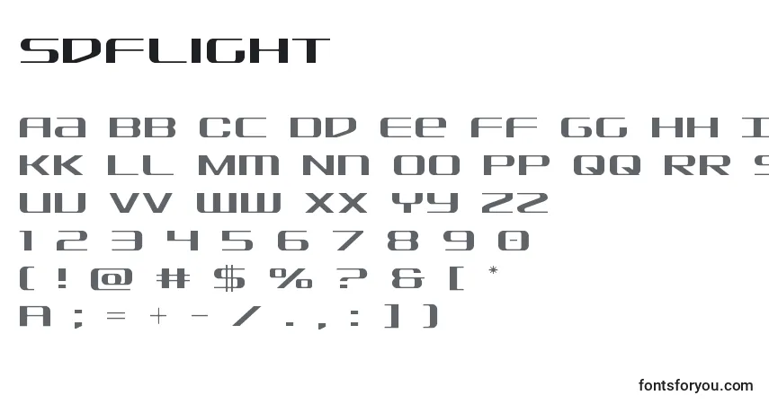 Schriftart Sdflight – Alphabet, Zahlen, spezielle Symbole