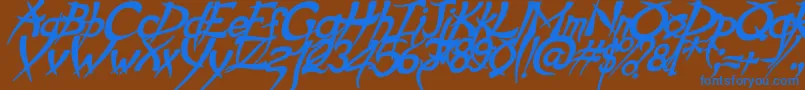 フォントPsychoBoldItalic – 茶色の背景に青い文字