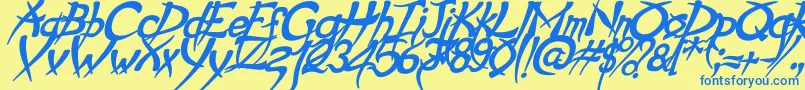 More about PsychoBoldItalic Font PsychoBoldItalic Font – Blue Fonts on Yellow Background