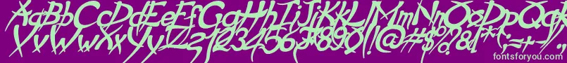 PsychoBoldItalic Font – Green Fonts on Purple Background