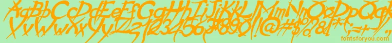 PsychoBoldItalic-Schriftart – Orangefarbene Schriften auf grünem Hintergrund