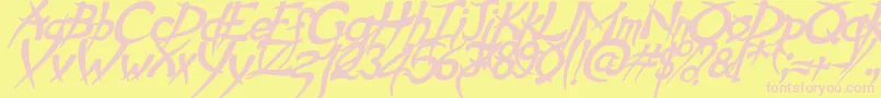 フォントPsychoBoldItalic – ピンクのフォント、黄色の背景