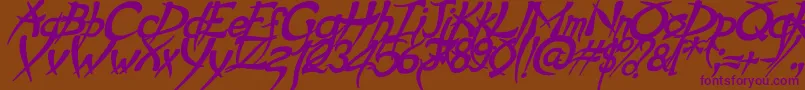 PsychoBoldItalic Font – Purple Fonts on Brown Background