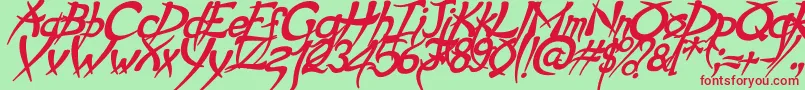 PsychoBoldItalic Font – Red Fonts on Green Background