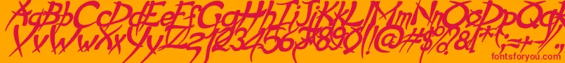 PsychoBoldItalic Font – Red Fonts on Orange Background