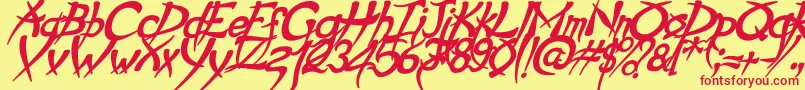 PsychoBoldItalic Font – Red Fonts on Yellow Background