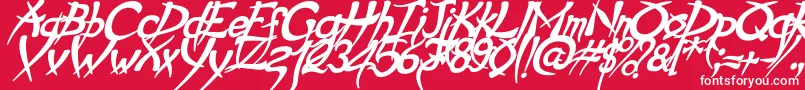 フォントPsychoBoldItalic – 赤い背景に白い文字