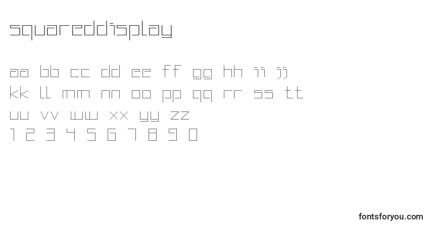 Police SquaredDisplay - Alphabet, Chiffres, Caractères Spéciaux