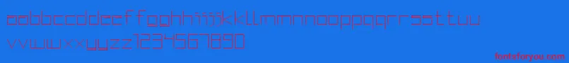 SquaredDisplay-Schriftart – Rote Schriften auf blauem Hintergrund