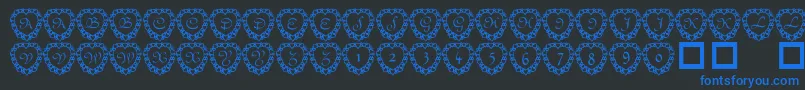 101 Heart Framed Font – Blue Fonts on Black Background
