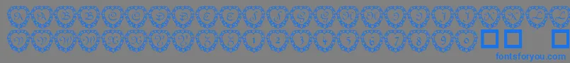 Fonte 101 Heart Framed – fontes azuis em um fundo cinza