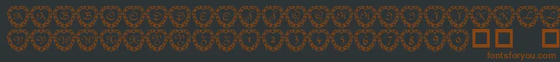 101 Heart Framed Font – Brown Fonts on Black Background