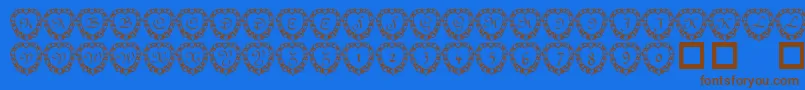 101 Heart Framed Font – Brown Fonts on Blue Background