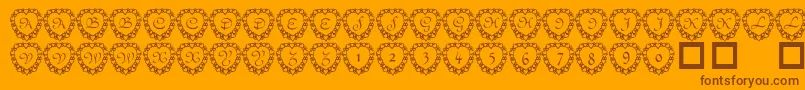 101 Heart Framed Font – Brown Fonts on Orange Background