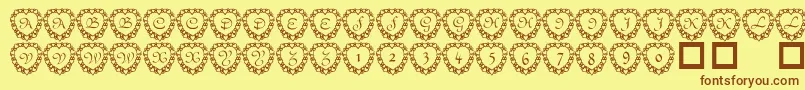 101 Heart Framed Font – Brown Fonts on Yellow Background