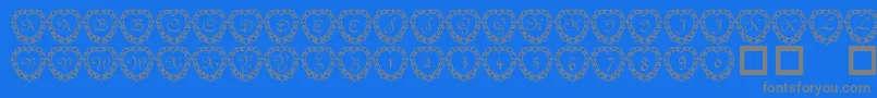 101 Heart Framed Font – Gray Fonts on Blue Background