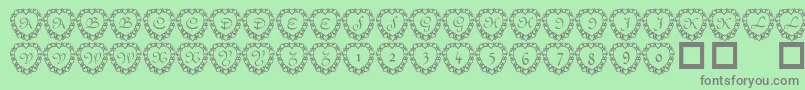 101 Heart Framed Font – Gray Fonts on Green Background