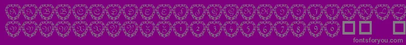 101 Heart Framed Font – Gray Fonts on Purple Background
