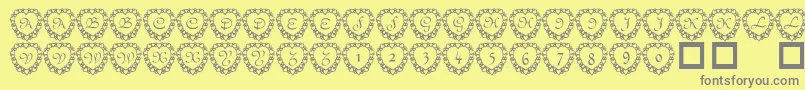 101 Heart Framed Font – Gray Fonts on Yellow Background