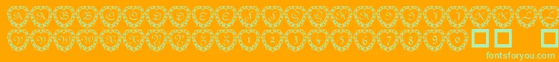 101 Heart Framed Font – Green Fonts on Orange Background