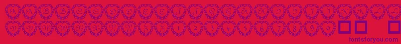 101 Heart Framed Font – Purple Fonts on Red Background
