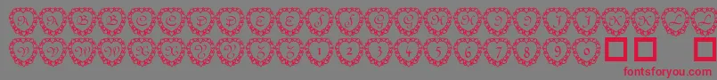 101 Heart Framed Font – Red Fonts on Gray Background