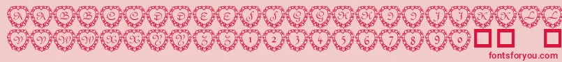 101 Heart Framed Font – Red Fonts on Pink Background