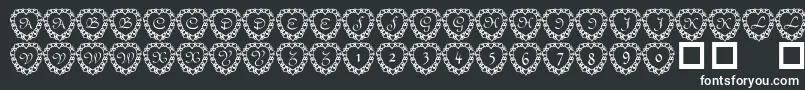 101 Heart Framed Font – White Fonts on Black Background