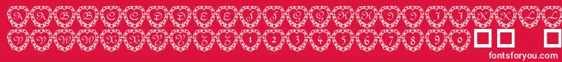 フォント101 Heart Framed – 赤い背景に白い文字