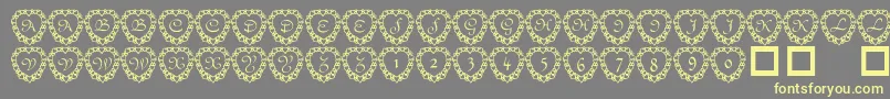 101 Heart Framed Font – Yellow Fonts on Gray Background