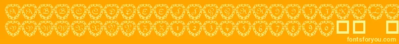 101 Heart Framed Font – Yellow Fonts on Orange Background