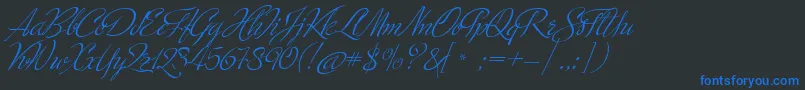 MinistryScript Font – Blue Fonts on Black Background