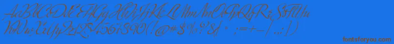 MinistryScript Font – Brown Fonts on Blue Background