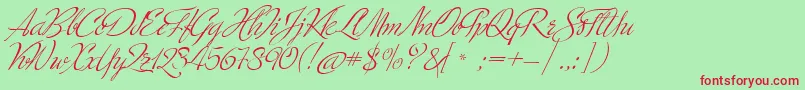 MinistryScript Font – Red Fonts on Green Background