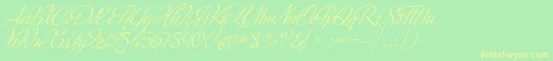 MinistryScript Font – Yellow Fonts on Green Background